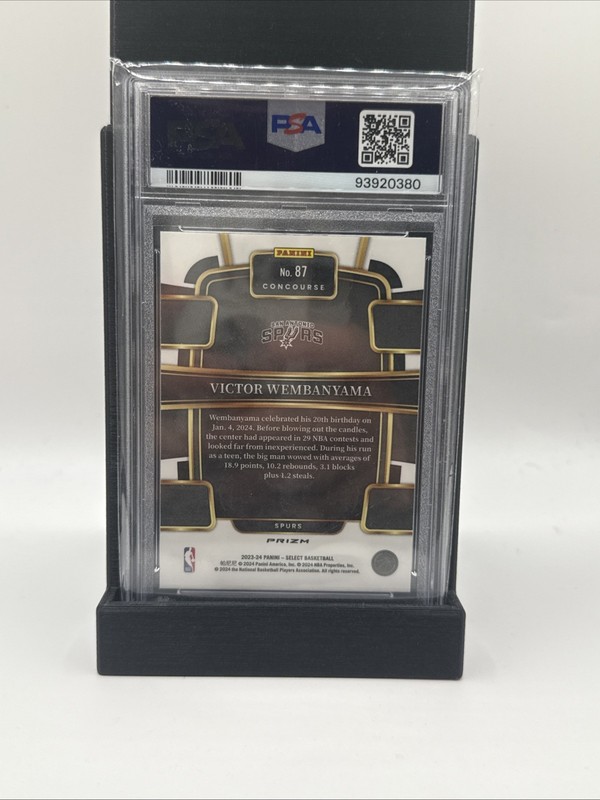 2023 Select Victor Wembanyama PSA 10 Rookie Silver Prizm Spurs Card #87 RC view 2