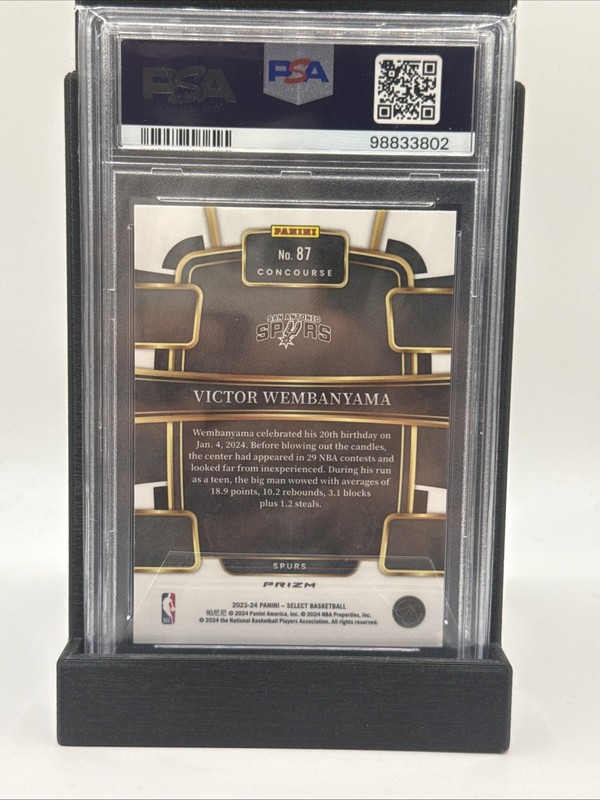2023 Select Victor Wembanyama PSA 10 Rookie Silver Prizm Spurs Card #87 RC view 2