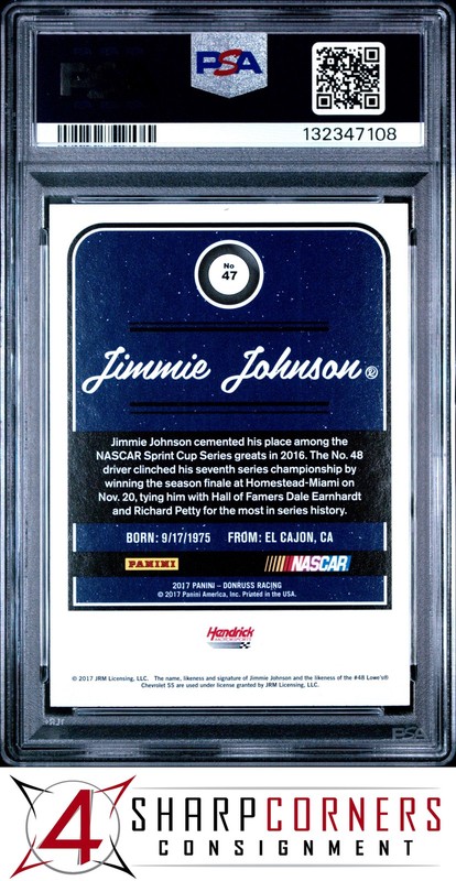 2017 DONRUSS RACING #47 JIMMIE JOHNSON HOF FULL NAME POP 4 PSA 10 view 2