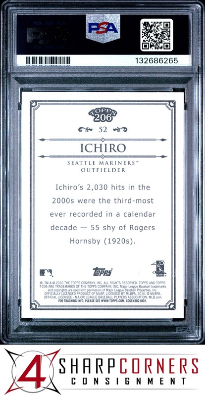 2010 TOPPS 206 #52 ICHIRO SUZUKI HOF PSA 10 view 2
