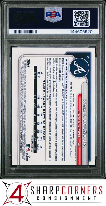2024 BOWMAN CHROME #29 RONALD ACUNA JR. PSA 10 view 2