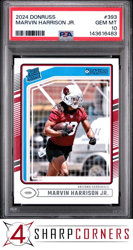 2024 PANINI DONRUSS #393 MARVIN HARRISON JR. RC RATED ROOKIE PSA 10 view 1