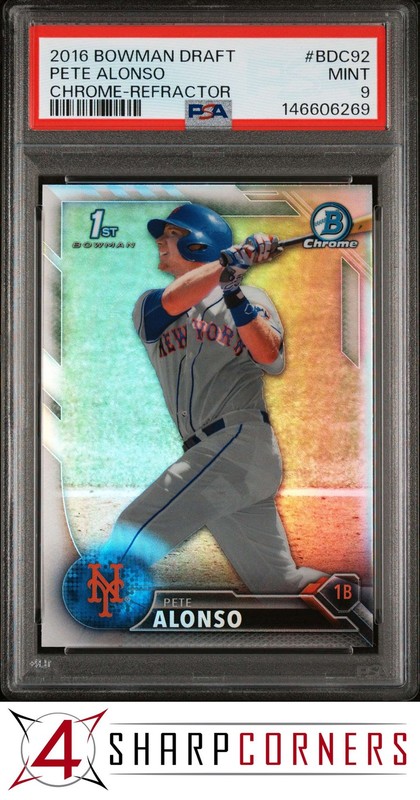 2016 BOWMAN DRAFT CHROME REFRACTOR #BDC92 PETE ALONSO RC PSA 9