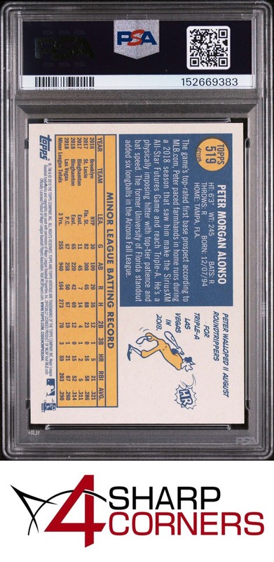 2019 TOPPS HERITAGE ACTION #519 PETE ALONSO RC METS PSA 9 view 2