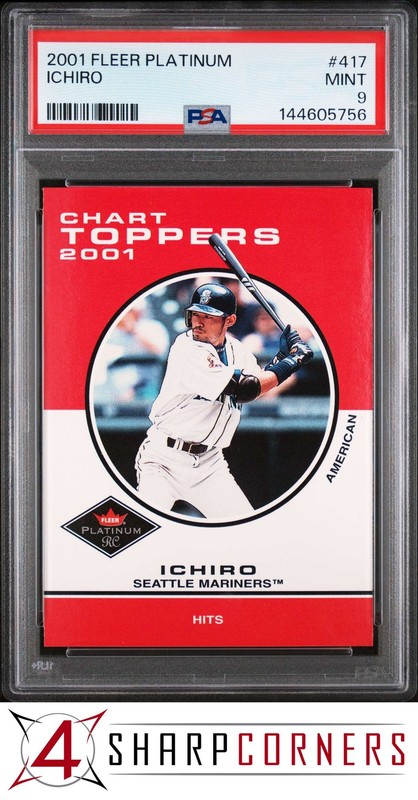 2001 FLEER PLATINUM #417 ICHIRO SUZUKI RC MARINERS HOF PSA 9