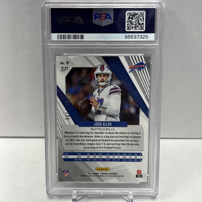 2023 PHOENIX JOSH ALLEN #8 RED PRIZM /199 SP - PSA 10 view 2