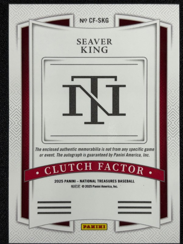 Seaver King 2025 Panini National Treasures Clutch Factor AUTO 49/49 NATIONALS  view 2