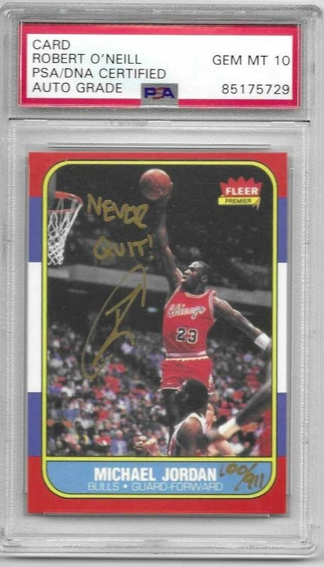 Robert Oneill SIGNED 1986-87 Michael Jordan rp RC Autograph PSA GEM MINT 10 Auto