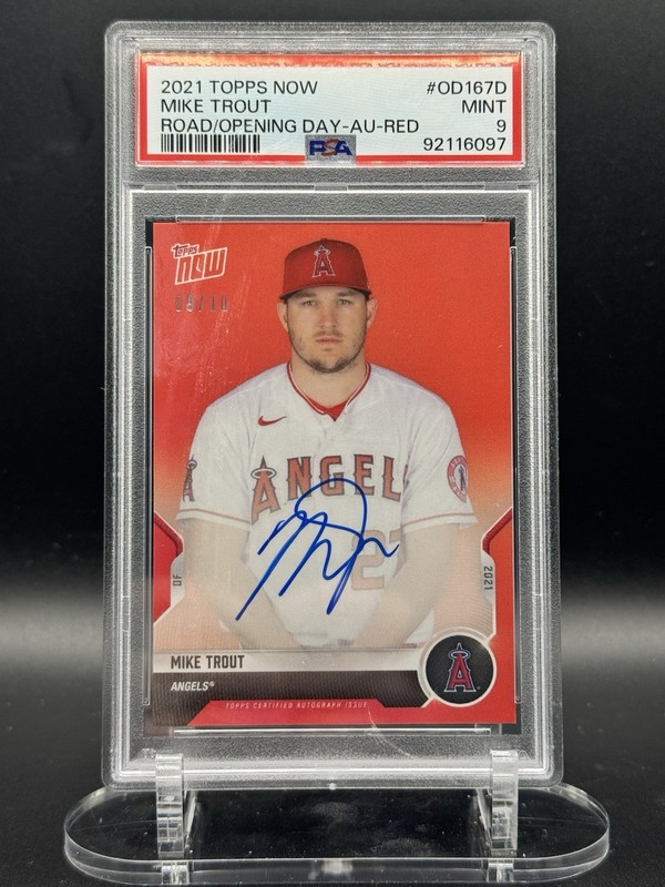 2021 Topps Now Road to Opening Day Mike Trout #OD-167 Red /10 On-Card Auto RARE