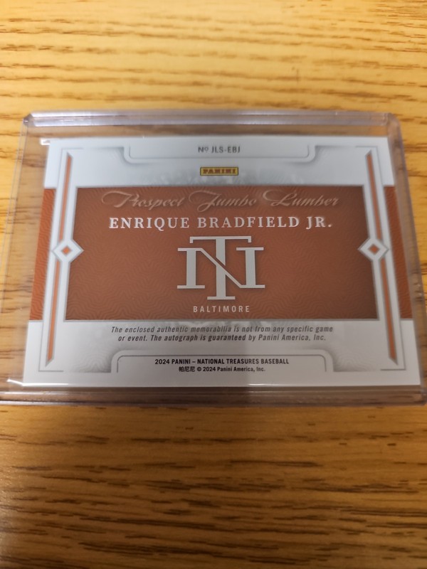 2024 Panini National Treasures Enrique Bradfield Jr Relic Auto 20/25 view 2