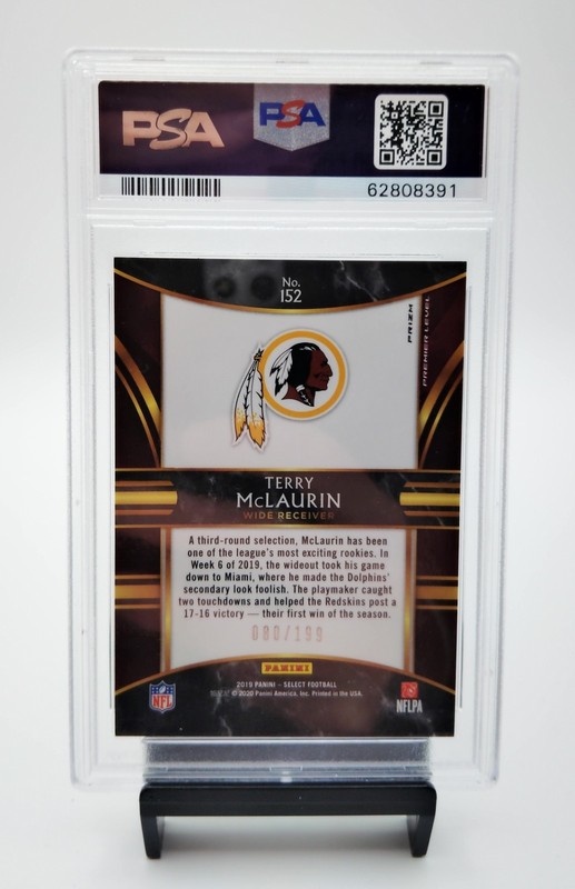 2019 Select Terry McLaurin RC Premier Level Tri Color Prizm /199 PSA 10 GEM MINT view 2