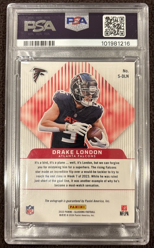 2023 Panini Illusions Drake London Superlatives Auto 25/199 PSA 9 #S-DNL view 2
