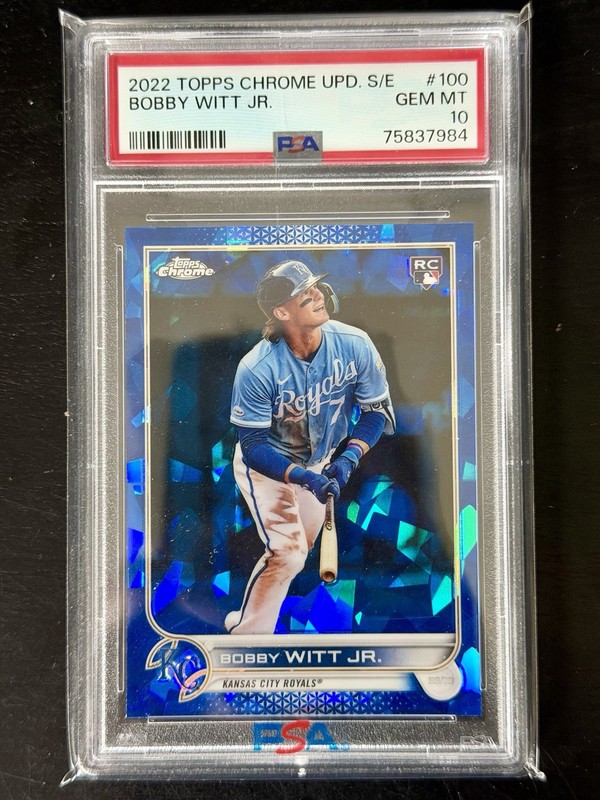 Bobby Witt Jr. 2022 Topps Chrome Update Sapphire Edition #US100 RC PSA 10