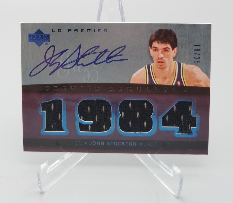 2007-08 UD Premier John Stockton Auto Patch Premier Remnants /25 Game Used PR2-J