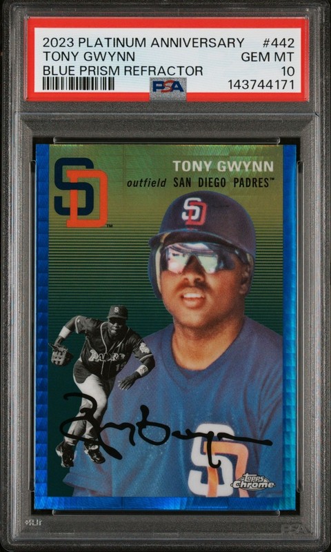 Tony Gwynn 2023 Topps Chrome Platinum #442 Blue Prism Refractor PSA 10 view 1