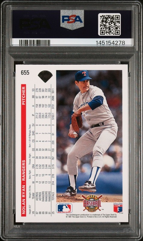 Nolan Ryan 1992 Upper Deck #655 PSA 10 view 2
