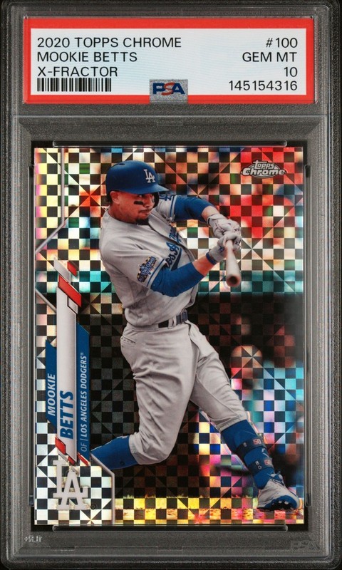Mookie Betts 2020 Topps Chrome #100 X-Fractor PSA 10