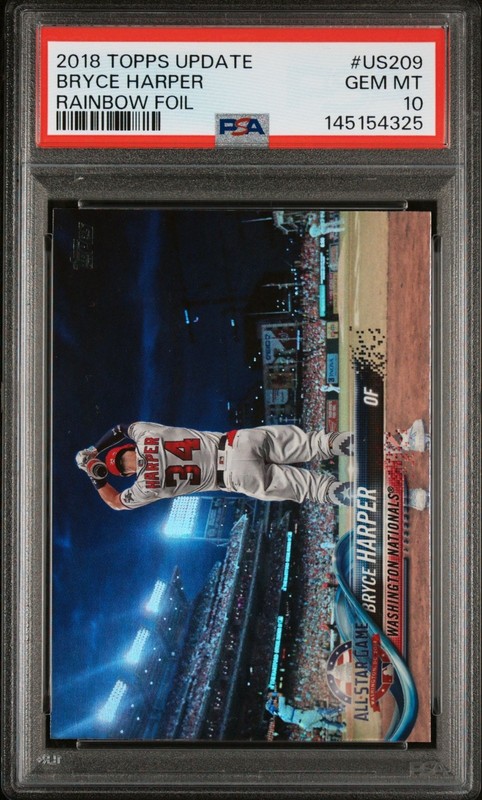 Bryce Harper 2018 Topps Update #US209 Rainbow Foil PSA 10 view 1