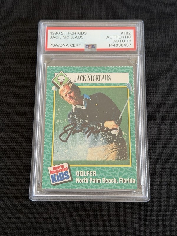 Jack Nicklaus Signed 1990 Sports Illustrated For Kids Card PSA Slab Auto 10 Golf