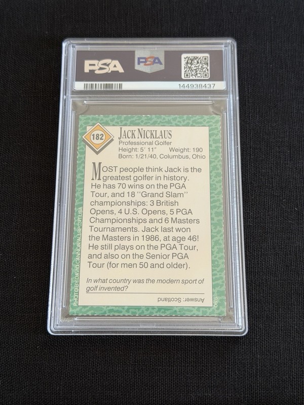 Jack Nicklaus Signed 1990 Sports Illustrated For Kids Card PSA Slab Auto 10 Golf view 2