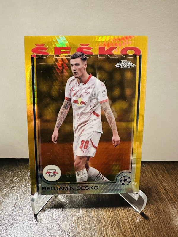 2023-24 Topps Chrome UEFA Benjamin Sesko Gold 15/50 Manchester United Slovenia