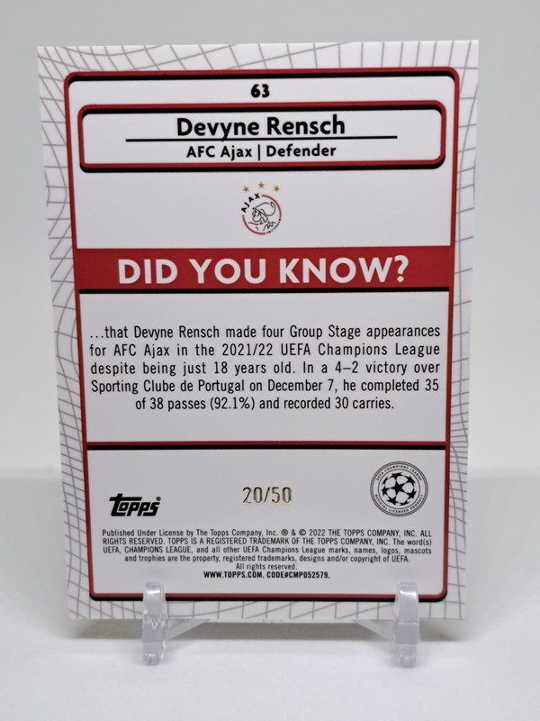 2021-22 Topps Merlin Collection Chrome Uefa Club Competitions - Devyne Rensch... view 2