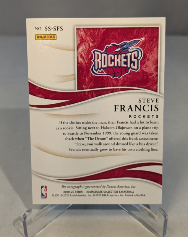 2019-20 Panini Immaculate Shadowbox Signatures 71/99 Steve Francis #SS-SFS READ view 2