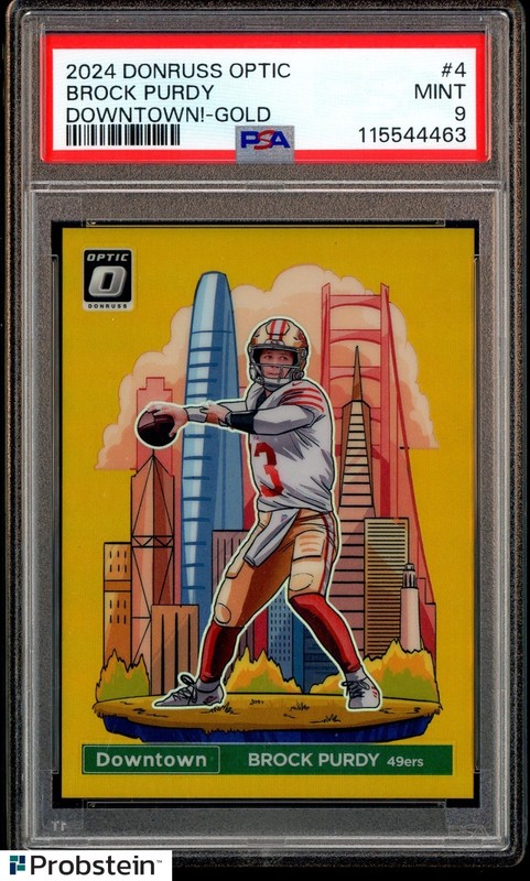 2024 Donruss Optic Downtown! Gold #4 Brock Purdy San Francisco 49ers 1/10 PSA 9