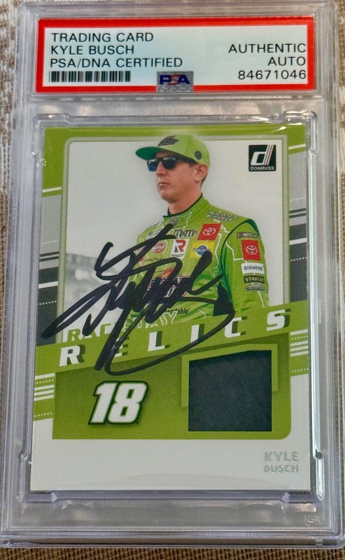 🔥2021 Panini Donruss Kyle Busch Race Used Tire Signed Auto Card #RDR-KY PSA/DNA