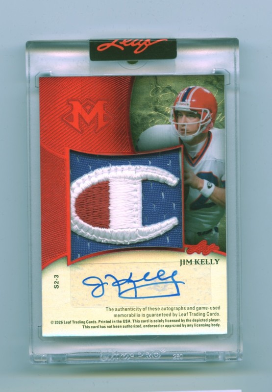 2026 Leaf Magnificence JIM MCMAHON / JIM KELLY DUAL AUTO PATCHES 1/1