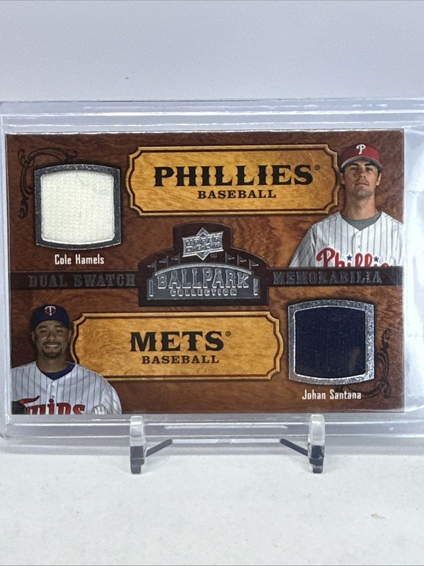 2008 UPPER DECK BALLPARK COLLECTION COLE HAMELS JOHAN SANTANA GAME USED JERSEY