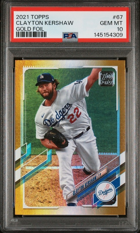 Clayton Kershaw 2021 Topps #67 Gold Foil PSA 10