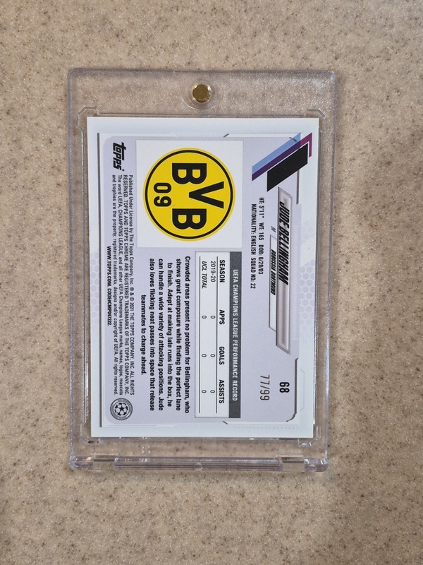2020-21 Topps Chrome Sapphire Jude Bellingham YELLOW VARIATION RC #/99 SP #68 RM view 2