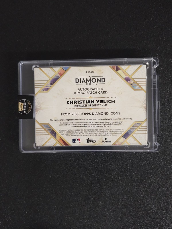 2025 Topps Diamond Icons Christian Yelich GAME-USED JUMBO PATCH AUTO /25 view 2