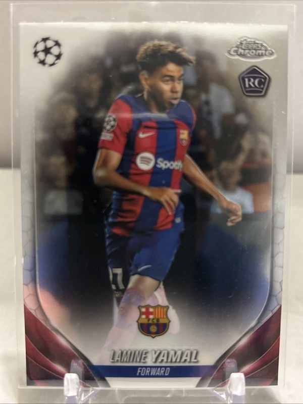 Lamine Yamal 2023-24 Topps Chrome UEFA Club Competitions #64 Rookie RC Barcelona