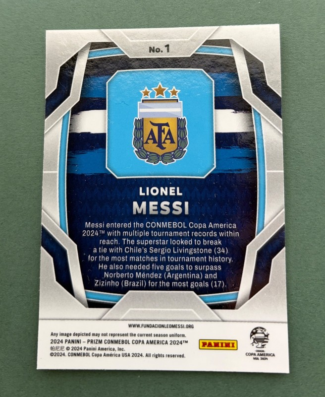 2024 Panini Prizm CONMEBOL Copa America Lionel Messi #1 view 2