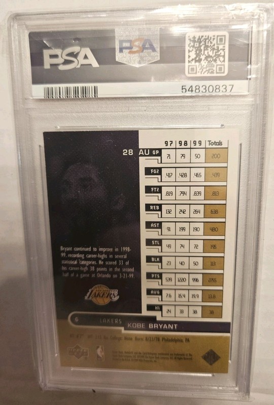 1999-00 Upper Deck HoloGrFX   AU Ausome Kobe Bryant #28 PSA 9 LOS ANGELES LAKERS view 2