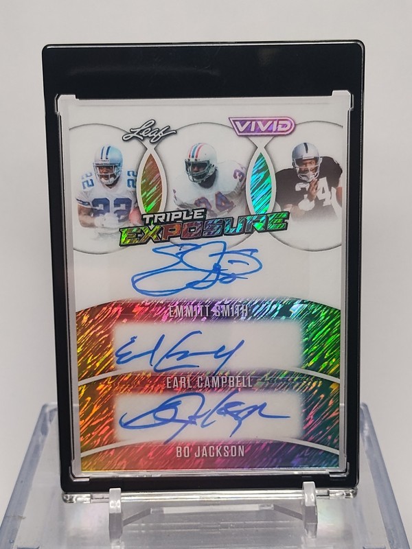 2025 Leaf Vivid Triple Exposure Auto 1/1 Emmitt Smith Bo Jackson Earl Campbell 