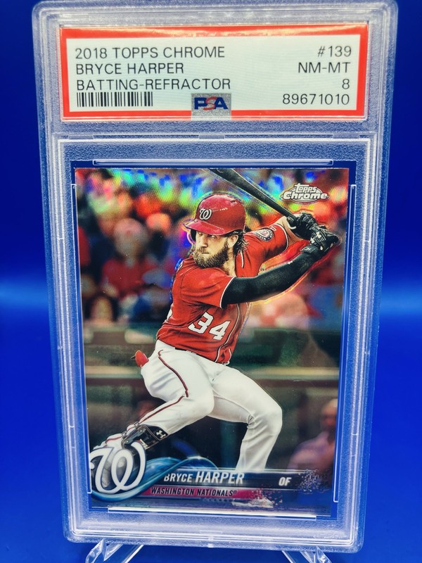 2018 Topps Chrome - Bryce Harper #139 Refractor Nationals PSA