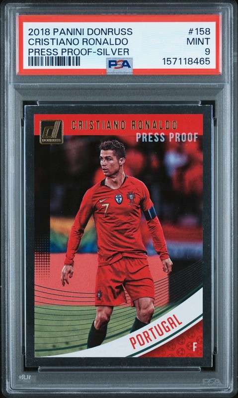 2018-19 Panini Donruss Press Proof Silver Cristiano Ronaldo #158 PSA 9 Portugal