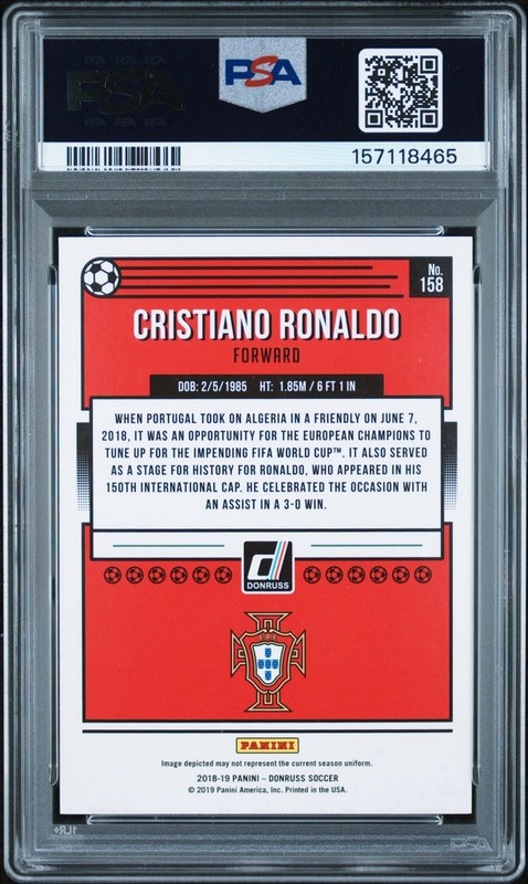 2018-19 Panini Donruss Press Proof Silver Cristiano Ronaldo #158 PSA 9 Portugal view 2