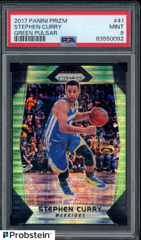 2017 Panini Prizm Green Pulsar #41 Stephen Curry Warriors 6/25 PSA 9 MINT