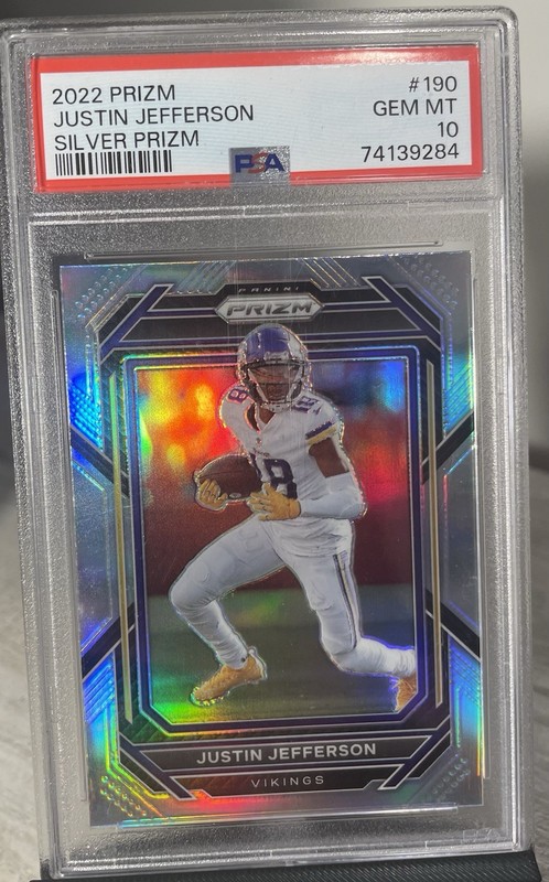 2022 PANINI PRIZM SILVER PRIZM #190 JUSTIN JEFFERSON PSA 10