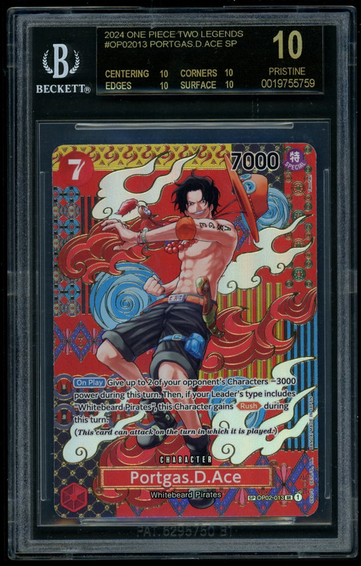 2024 ONE PIECE TWO LEGENDS OPO2013 PORTGAS D ACE SP BGS 10 BLACK LABEL POP 55