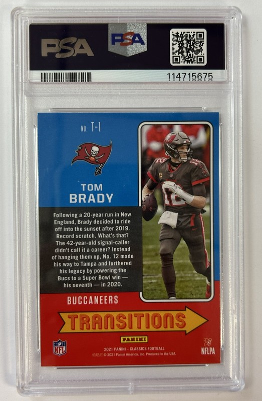 MA6 2021 Panini Classics - Transitions - Silver Tom Brady #T1 - PSA 7 NM view 2