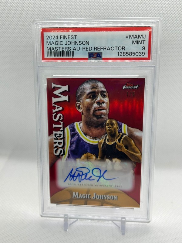 Magic Johnson 2024 Topps Finest - Masters Autographs #MA-MJ Red /5 (AU) PSA 9