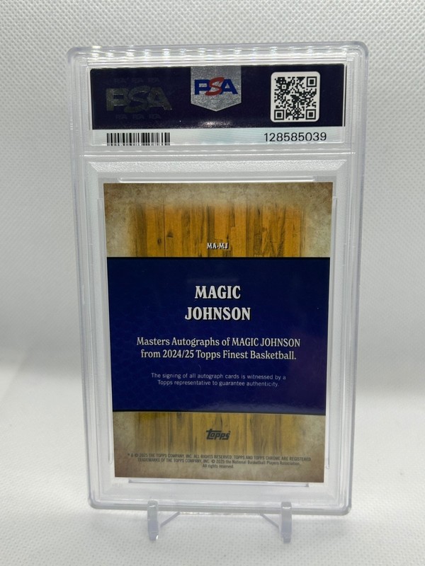 Magic Johnson 2024 Topps Finest - Masters Autographs #MA-MJ Red /5 (AU) PSA 9 view 2