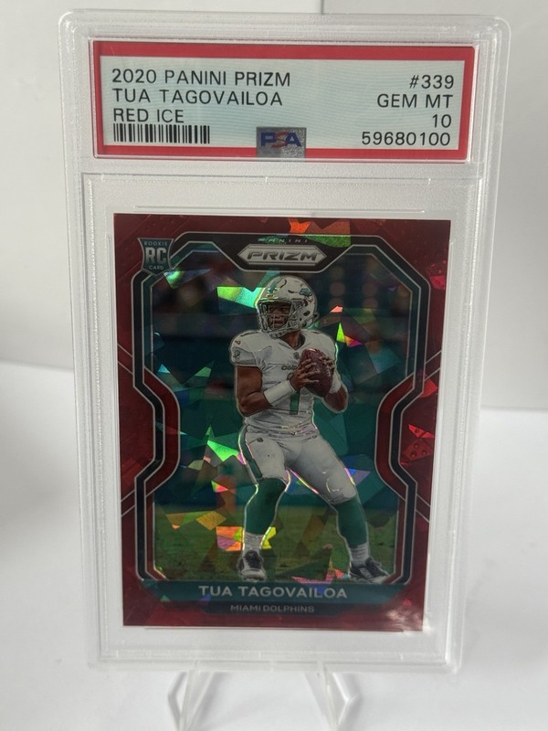 Panini Prizm 2020 Tua Tagovailoa #339 Red Ice PSA 10 Rookie Miami Dolphins