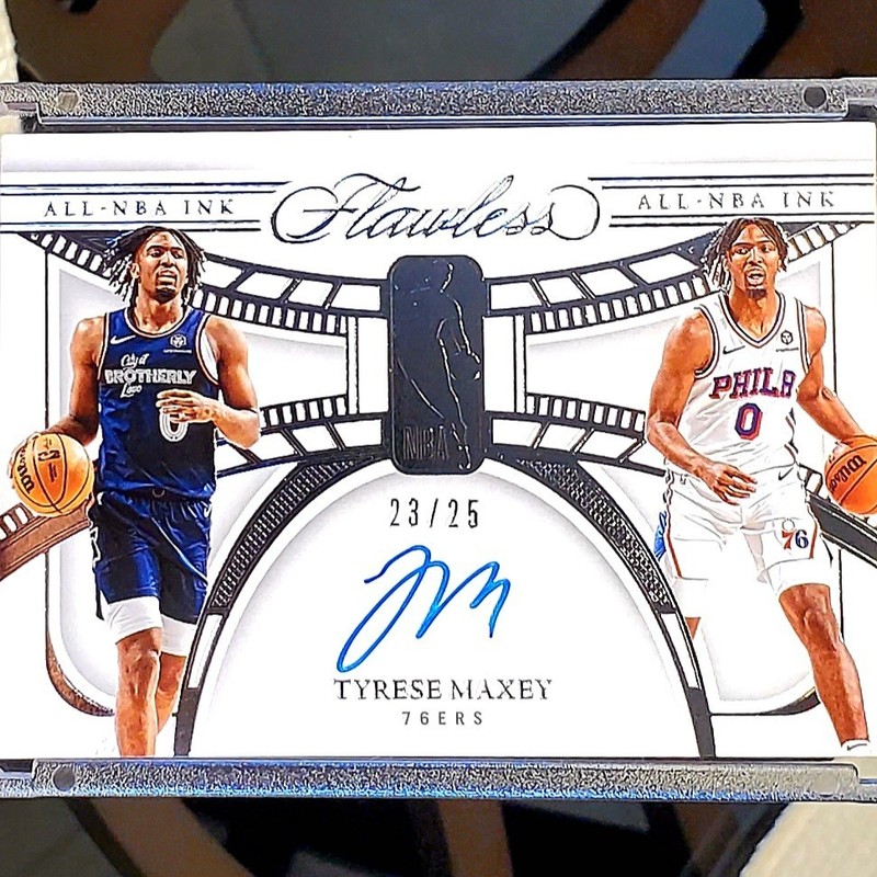 💥/25!💥 Tyrese Maxey - 2023 Panini Flawless - All-NBA Ink Auto (On-CARD) /25