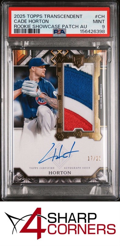 2025 TOPPS TRANSCENDENT SHOWCASE PATCH AUTO CADE HORTON RC #/25 POP 1 PSA 9
